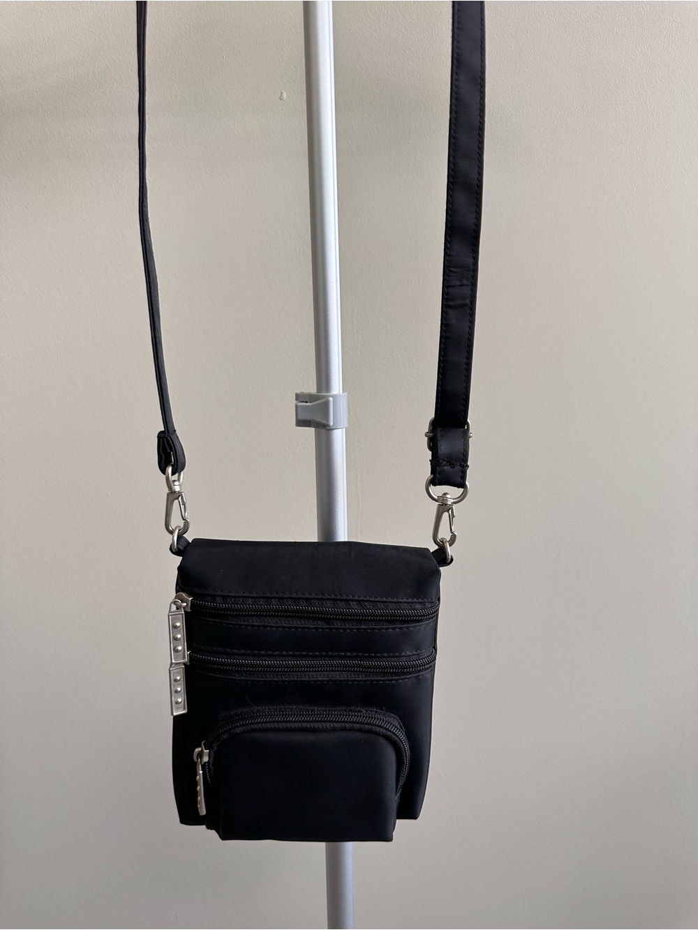 Vinyl Black Crossbody Utility Bag - Compact Everyday Organizer